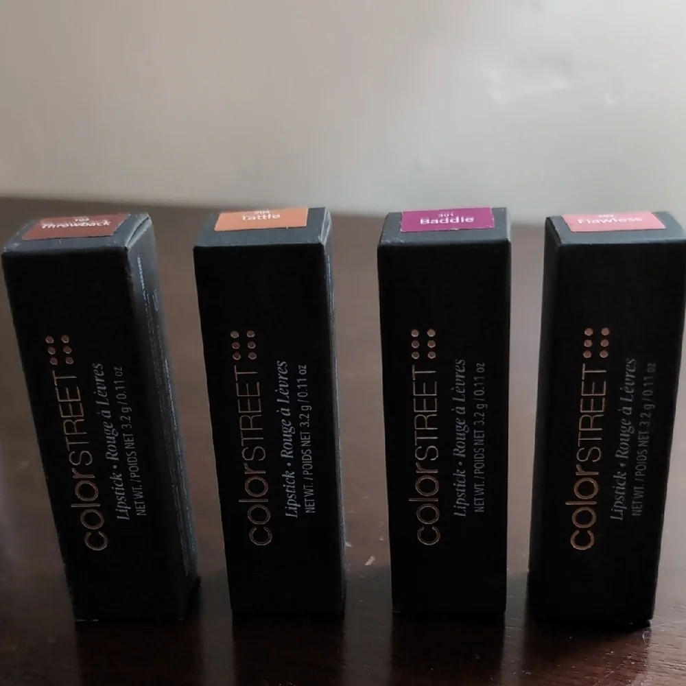 Color Street Lipstick Collection - Throwback, Tattle, Baddie, Flawless - NWT